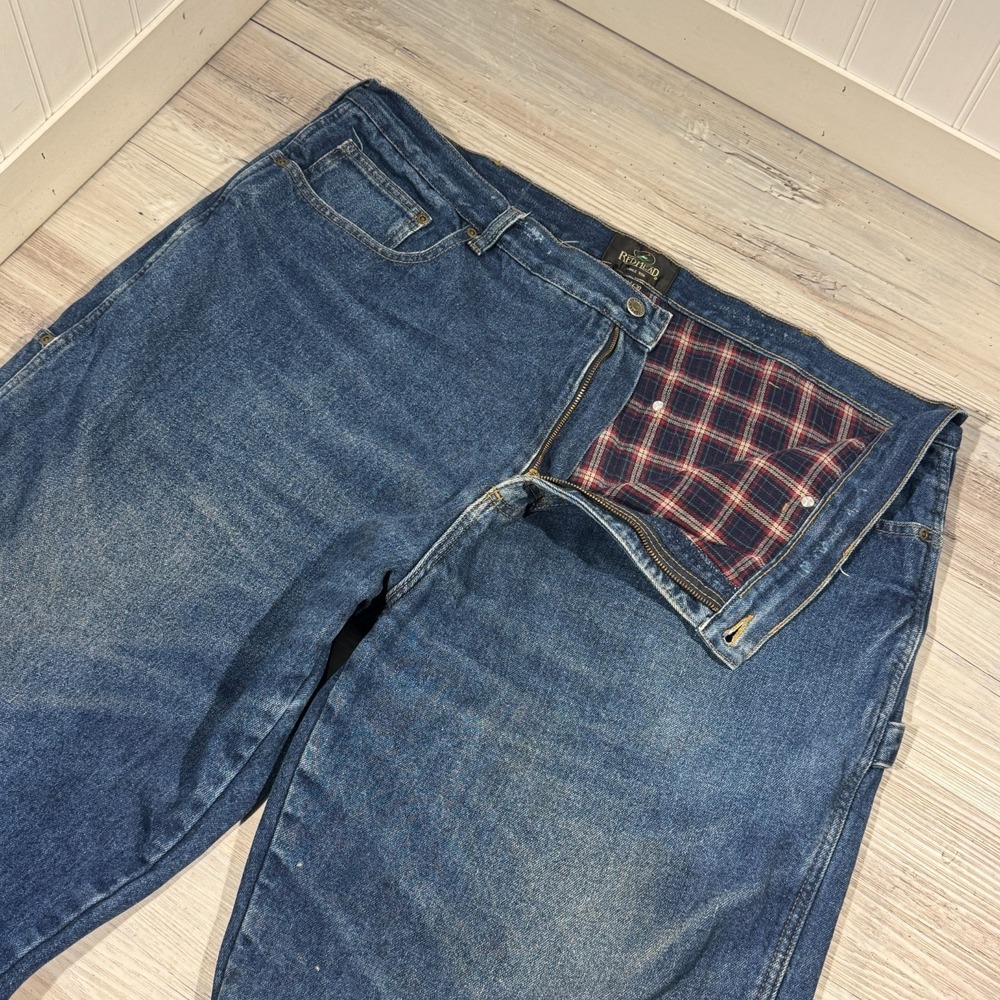 Red Head Flannel Lined Carpenter Jeans Men's Sz 44x30 Workwear Pants Outdoors